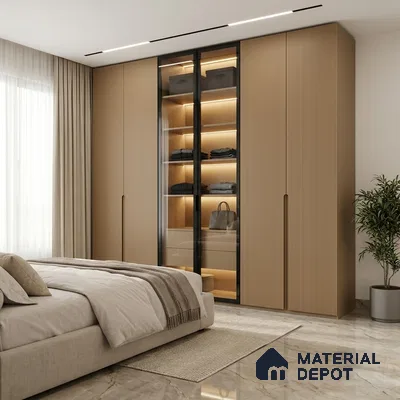 Pale Goldenrod Fluted Solid Color Look WMF 904 8 ft x 4 ft Texture Finish Decorative Laminate - 1 mm | Suitable for TV Unit, Wardrobe, Kitchen Cabinets