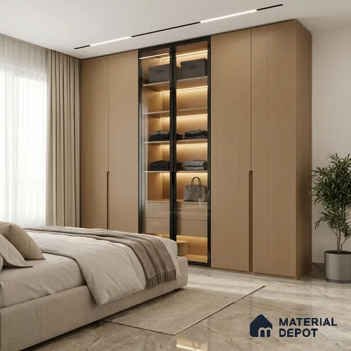 Pale Goldenrod Fluted Solid Color Look WMF 904 8 ft x 4 ft Texture Finish Decorative Laminate - 1 mm | Suitable for TV Unit, Wardrobe, Kitchen Cabinets