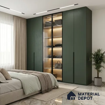 Sage Green Textured Solid Look WP 8 915 8 ft x 4 ft Texture Finish Decorative Laminate - 1 mm | Suitable for TV Unit, Wardrobe, Kitchen Cabinets