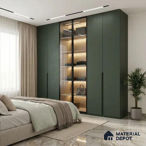 Sage Green Textured Solid Look WP 8 915 8 ft x 4 ft Texture Finish Decorative Laminate - 1 mm | Suitable for TV Unit, Wardrobe, Kitchen Cabinets
