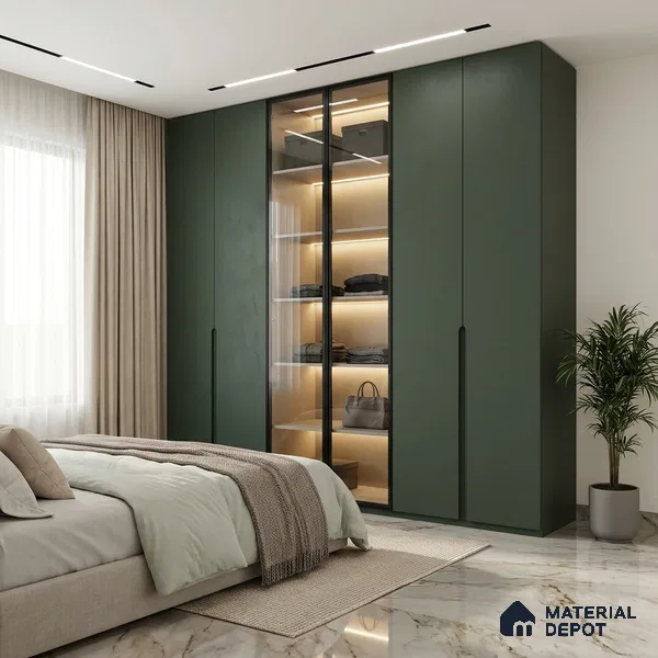 Sage Green Textured Solid Look WP 8 915 8 ft x 4 ft Texture Finish Decorative Laminate - 1 mm | Suitable for TV Unit, Wardrobe, Kitchen Cabinets