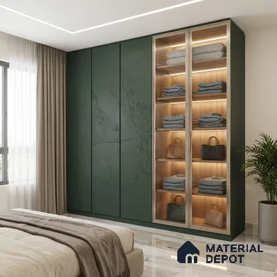 Textured Solid Look Turkish Blue WP 7 910 8 ft x 4 ft Texture Finish Decorative Laminate - 1 mm | Suitable for TV Unit, Wardrobe, Kitchen Cabinets