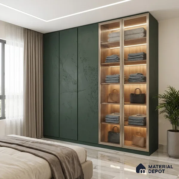 Textured Solid Look Turkish Blue WP 7 910 8 ft x 4 ft Texture Finish Decorative Laminate - 1 mm | Suitable for TV Unit, Wardrobe, Kitchen Cabinets