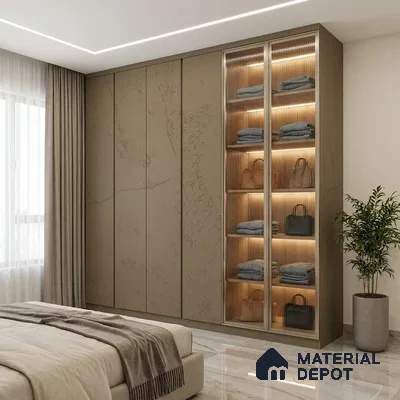 Textured Solid Look Chrome Grey WP 7 911 8 ft x 4 ft Texture Finish Decorative Laminate - 1 mm | Suitable for TV Unit, Wardrobe, Kitchen Cabinets
