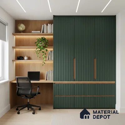 Turkish Blue Fluted Solid Color Look WFT 910 8 ft x 4 ft Texture Finish Decorative Laminate - 1 mm | Suitable for TV Unit, Wardrobe, Kitchen Cabinets