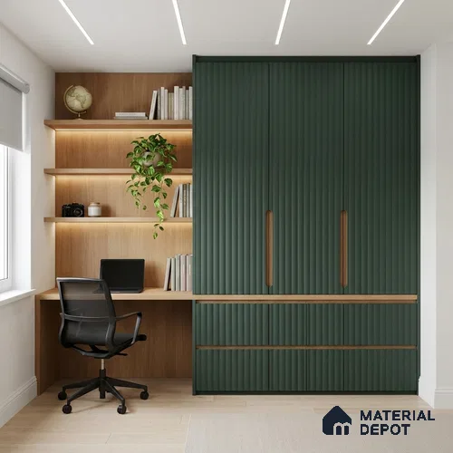Turkish Blue Fluted Solid Color Look WFT 910 8 ft x 4 ft Texture Finish Decorative Laminate - 1 mm | Suitable for TV Unit, Wardrobe, Kitchen Cabinets