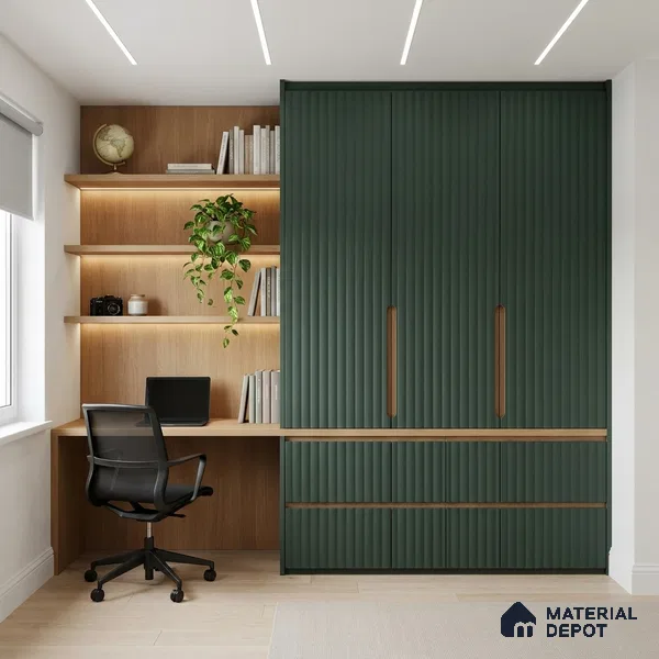 Turkish Blue Fluted Solid Color Look WFT 910 8 ft x 4 ft Texture Finish Decorative Laminate - 1 mm | Suitable for TV Unit, Wardrobe, Kitchen Cabinets