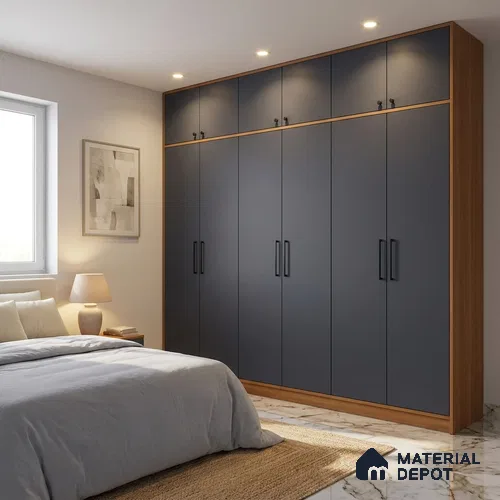Midnight Blue Solid Colors Look WU 948 8 ft x 4 ft PU Finish Decorative Laminate - 1 mm | Suitable for Living Room, Kitchen, Office