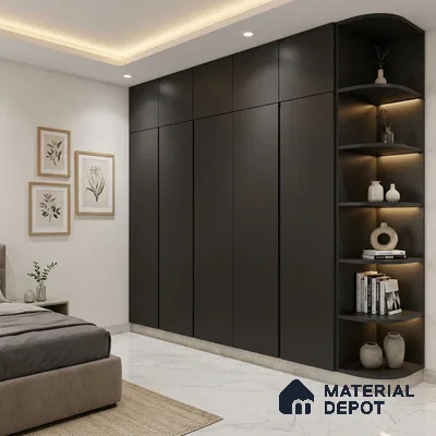 Black Solid Colors Look SMT 953 8 ft x 4 ft Super Matte Finish Decorative Laminate - 1 mm | Suitable for Living Room, Kitchen, Office