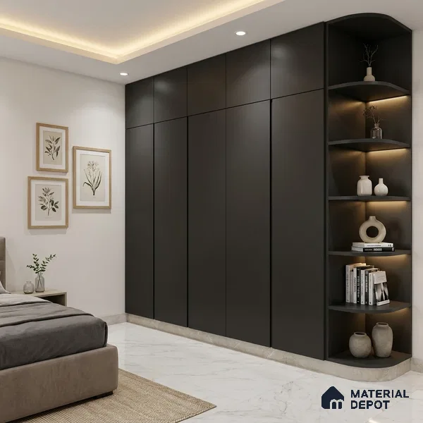 Black Solid Colors Look SMT 953 8 ft x 4 ft Super Matte Finish Decorative Laminate - 1 mm | Suitable for Living Room, Kitchen, Office