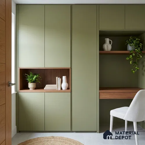 Pistachio Green Solid Colors Look SMT 929 8 ft x 4 ft Super Matte Finish Decorative Laminate - 1 mm | Suitable for Living Room, Kitchen, Office