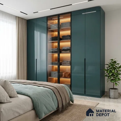 Sapphire Blue Solid Colors Look HG 914 8 ft x 4 ft High Gloss Finish Decorative Laminate - 1 mm | Suitable for Living Room, Kitchen, Office