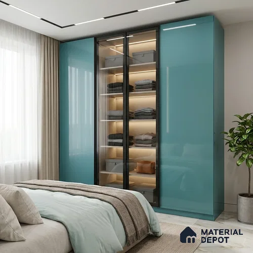 Arctic Blue Solid Colors Look HG 930 8 ft x 4 ft High Gloss Finish Decorative Laminate - 1 mm | Suitable for Living Room, Kitchen, Office