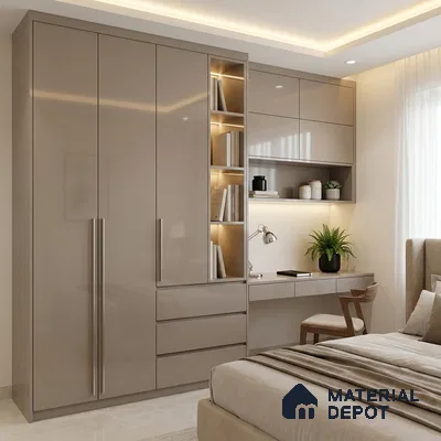 Chrome Grey Solid Colors Look HG 911 8 ft x 4 ft High Gloss Finish Decorative Laminate - 1 mm | Suitable for Living Room, Kitchen, Office
