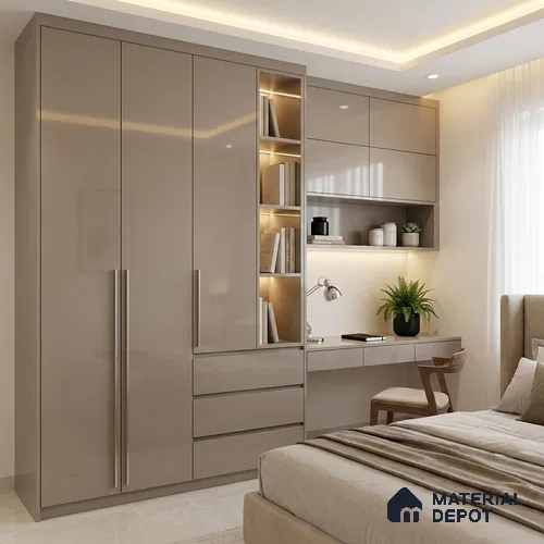 Chrome Grey Solid Colors Look HG 911 8 ft x 4 ft High Gloss Finish Decorative Laminate - 1 mm | Suitable for Living Room, Kitchen, Office
