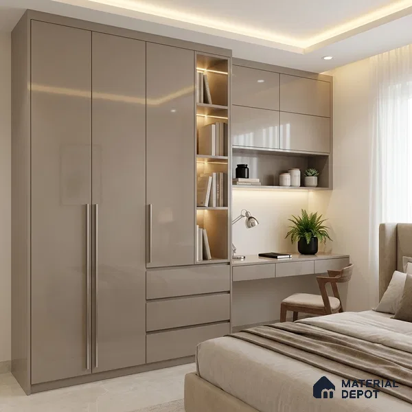 Chrome Grey Solid Colors Look HG 911 8 ft x 4 ft High Gloss Finish Decorative Laminate - 1 mm | Suitable for Living Room, Kitchen, Office