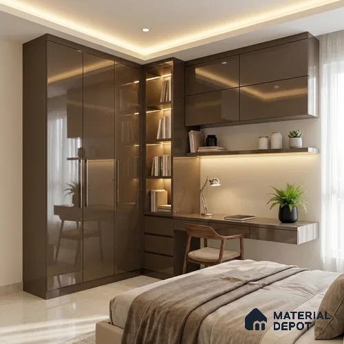 Light Brown Solid Colors Look HG 938 8 ft x 4 ft High Gloss Finish Decorative Laminate - 1 mm | Suitable for Living Room, Kitchen, Office