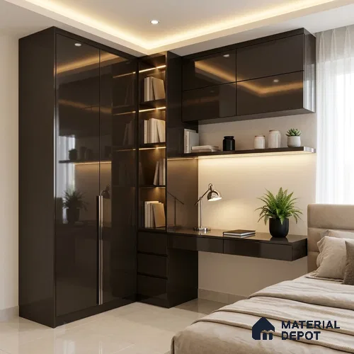 Chocolate Solid Colors Look HG 924 8 ft x 4 ft High Gloss Finish Decorative Laminate - 1 mm | Suitable for Living Room, Kitchen, Office
