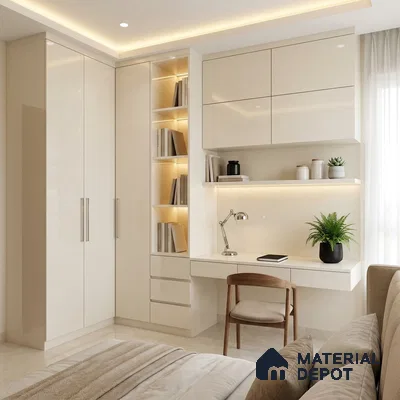 Off White Solid Colors Look HG 943 8 ft x 4 ft High Gloss Finish Decorative Laminate - 1 mm | Suitable for Living Room, Kitchen, Office