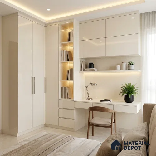 Off White Solid Colors Look HG 943 8 ft x 4 ft High Gloss Finish Decorative Laminate - 1 mm | Suitable for Living Room, Kitchen, Office