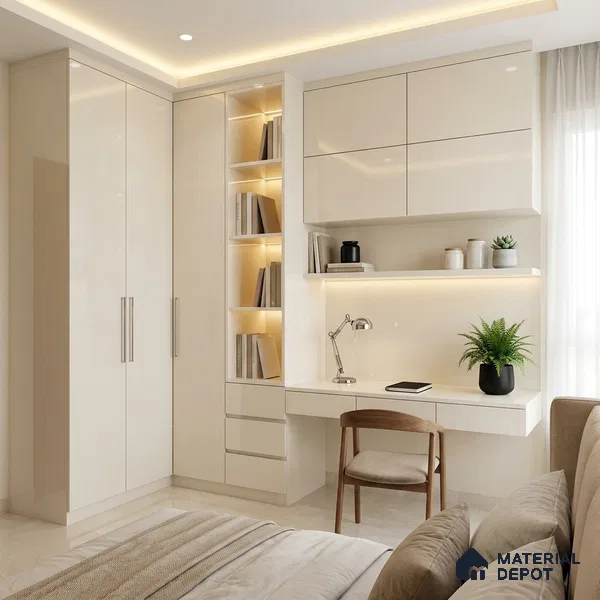 Off White Solid Colors Look HG 943 8 ft x 4 ft High Gloss Finish Decorative Laminate - 1 mm | Suitable for Living Room, Kitchen, Office