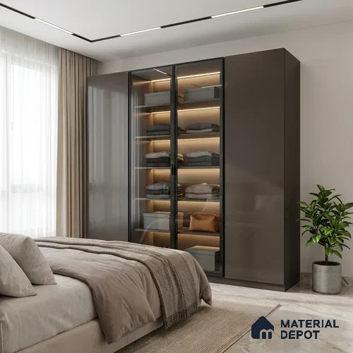 Charcoal Plum Solid Colors Look HG 504 8 ft x 4 ft High Gloss Finish Decorative Laminate - 1 mm | Suitable for Living Room, Kitchen, Office