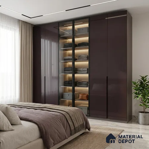 Black Currant Solid Colors Look HG 917 8 ft x 4 ft High Gloss Finish Decorative Laminate - 1 mm | Suitable for Living Room, Kitchen, Office