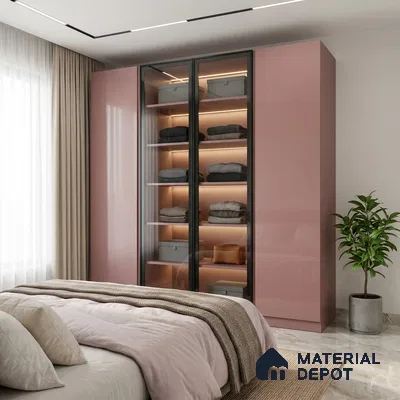 Rosewood Pink Solid Colors Look HG 909 8 ft x 4 ft High Gloss Finish Decorative Laminate - 1 mm | Suitable for Living Room, Kitchen, Office
