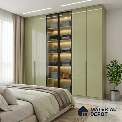 Pistachio Green Solid Colors Look HG 929 8 ft x 4 ft High Gloss Finish Decorative Laminate - 1 mm | Suitable for Living Room, Kitchen, Office