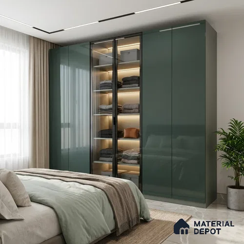 Sage Green Solid Colors Look HG 915 8 ft x 4 ft High Gloss Finish Decorative Laminate - 1 mm | Suitable for Living Room, Kitchen, Office
