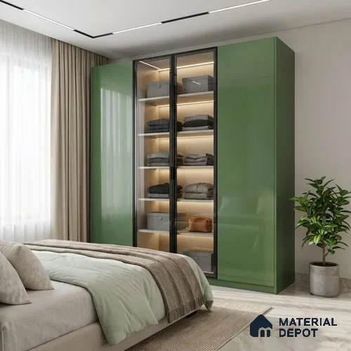 Parrot Green Solid Colors Look HG 949 8 ft x 4 ft High Gloss Finish Decorative Laminate - 1 mm | Suitable for Living Room, Kitchen, Office