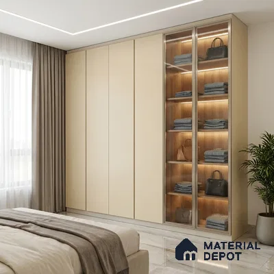 Off White Patterned Look WP 32 943 8 ft x 4 ft Texture Finish Decorative Laminate - 1 mm | Suitable for Bedroom, TV Unit, Wardrobe