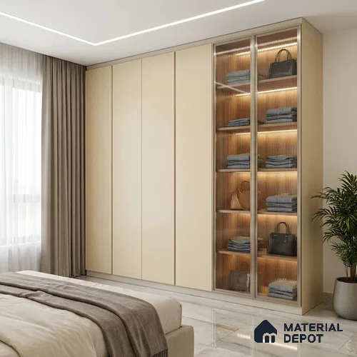 Off White Patterned Look WP 32 943 8 ft x 4 ft Texture Finish Decorative Laminate - 1 mm | Suitable for Bedroom, TV Unit, Wardrobe