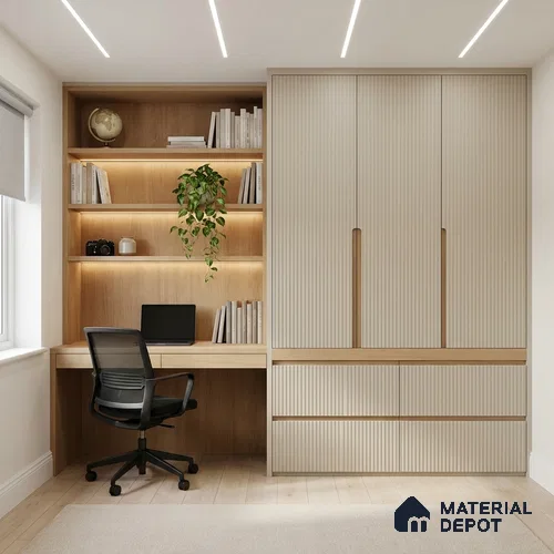 Sandy Beige Fluted Solid Color Look BB 507 8 ft x 4 ft Texture Finish Decorative Laminate - 1 mm | Suitable for TV Unit, Wardrobe, Kitchen Cabinets