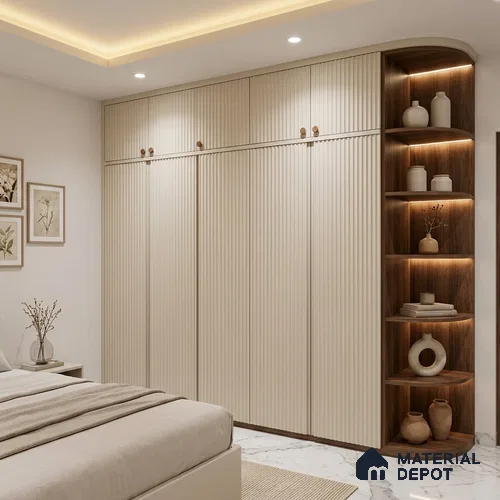 Pearly White Fluted Solid Color Look BB 506 8 ft x 4 ft Texture Finish Decorative Laminate - 1 mm | Suitable for TV Unit, Wardrobe, Kitchen Cabinets