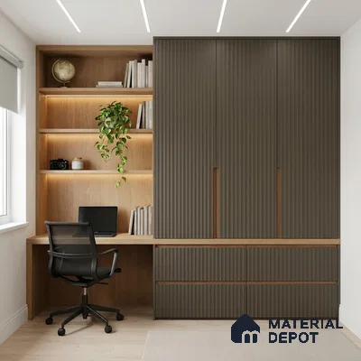 Charcoal Brown Fluted Solid Color Look BB 508 8 ft x 4 ft Texture Finish Decorative Laminate - 1 mm | Suitable for TV Unit, Wardrobe, Kitchen Cabinets