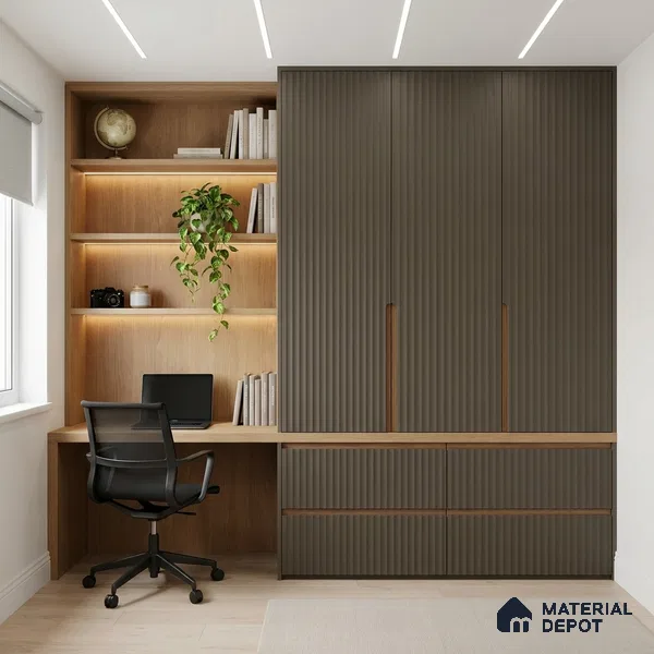 Charcoal Brown Fluted Solid Color Look BB 508 8 ft x 4 ft Texture Finish Decorative Laminate - 1 mm | Suitable for TV Unit, Wardrobe, Kitchen Cabinets