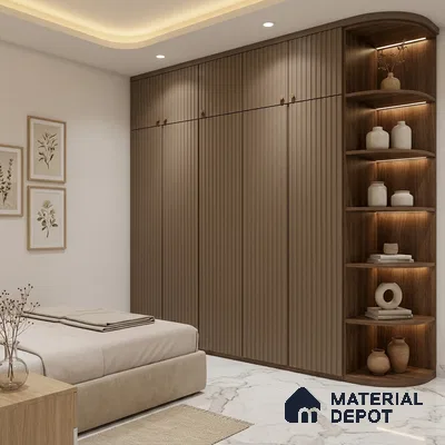 Sandrift Brown Fluted Solid Color Look BB 511 8 ft x 4 ft Texture Finish Decorative Laminate - 1 mm | Suitable for TV Unit, Wardrobe, Kitchen Cabinets