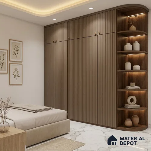 Sandrift Brown Fluted Solid Color Look BB 511 8 ft x 4 ft Texture Finish Decorative Laminate - 1 mm | Suitable for TV Unit, Wardrobe, Kitchen Cabinets
