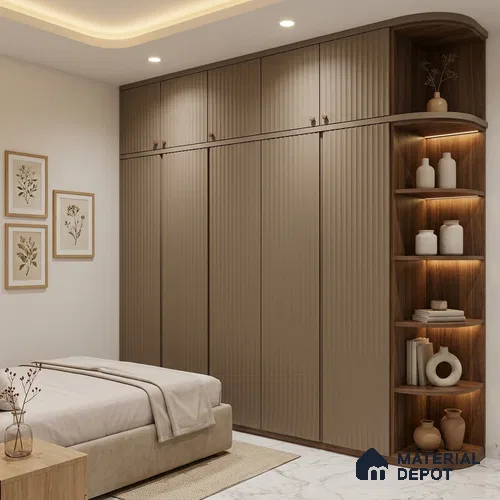 Dusty Petal Brown Fluted Solid Color Look BB 512 8 ft x 4 ft Texture Finish Decorative Laminate - 1 mm | Suitable for TV Unit, Wardrobe, Kitchen Cabinets