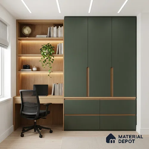 Sage Green Cane Look WP 33 915 8 ft x 4 ft Texture Finish Decorative Laminate - 1 mm | Suitable for TV Unit, Wardrobe, Kitchen Cabinets