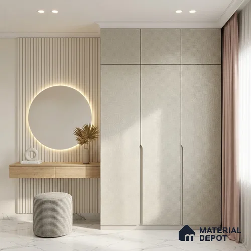 Beige Textured Solid Look LM 23718 8 ft x 4 ft Texture Finish Decorative Laminate - 1 mm | Suitable for TV Unit, Wardrobe, Kitchen Cabinets