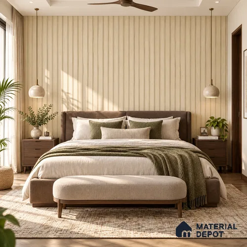 PN 06985 Wood Look Louver1 9.5 ft x 0.83 ft Texture Finish  - 10 mm | Suitable for Feature Wall, TV Unit & Living Room