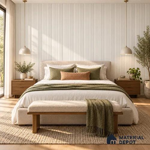 PN 06956 Textured Solid Look Louver1 8 ft x 0.83 ft Texture Finish  - 10 mm | Suitable for Feature Wall, TV Unit & Living Room