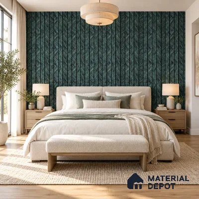PN 06990 Cement Look Louver1 9.5 ft x 0.83 ft Texture Finish  - 10 mm | Suitable for Feature Wall, TV Unit & Living Room