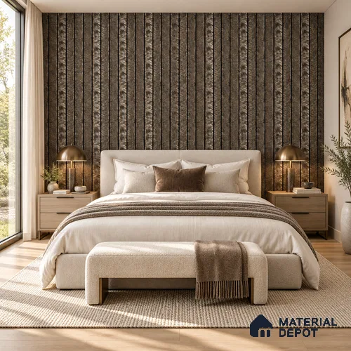PN 06960 Cement Look Louver1 8 ft x 0.83 ft Texture Finish  - 10 mm | Suitable for Feature Wall, TV Unit & Living Room