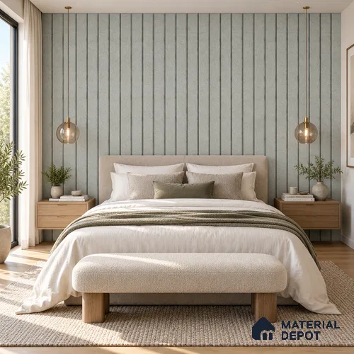 PN 06961 Cement Look Louver1 8 ft x 0.83 ft Texture Finish  - 10 mm | Suitable for Feature Wall, TV Unit & Living Room