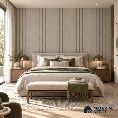 PN 06962 Cement Look Louver1 8 ft x 0.83 ft Texture Finish - 10 mm | Suitable for Feature Wall, TV Unit & Living Room