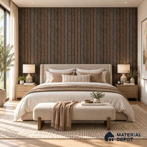 PN 06994 Cement Look Louver1 9.5 ft x 0.83 ft Texture Finish  - 10 mm | Suitable for Feature Wall, TV Unit & Living Room