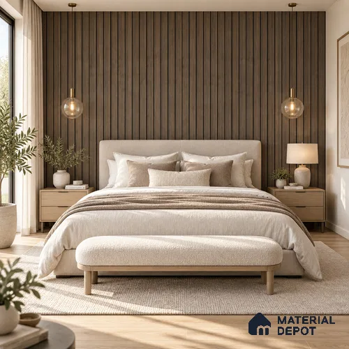 PN 06995 Wood Look Louver1 9.5 ft x 0.83 ft Texture Finish  - 10 mm | Suitable for Feature Wall, TV Unit & Living Room